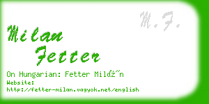 milan fetter business card